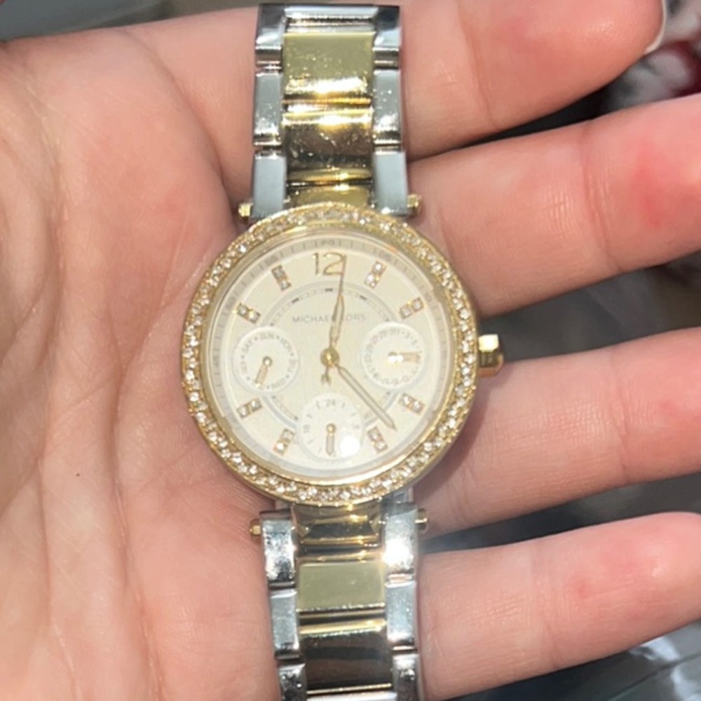 Michael Kors Gold and Silver Watch with Two-Tone Bracelet